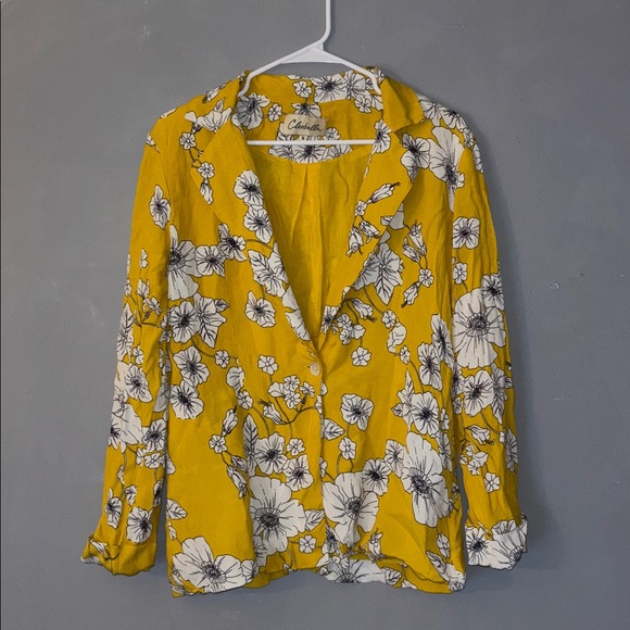 Cleobella Tops - Cleobella Anthropologie Yellow Floral Viscose Blouse Button Front Women’s Size S